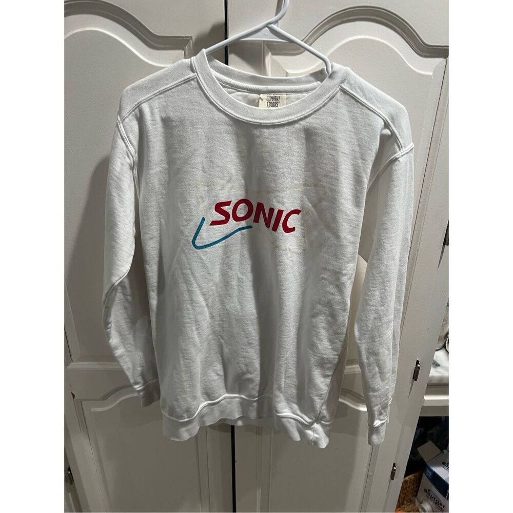 Sonic Drive-In Sweatshirt White Comfort Colors Crewneck Size S 80s Style Promo